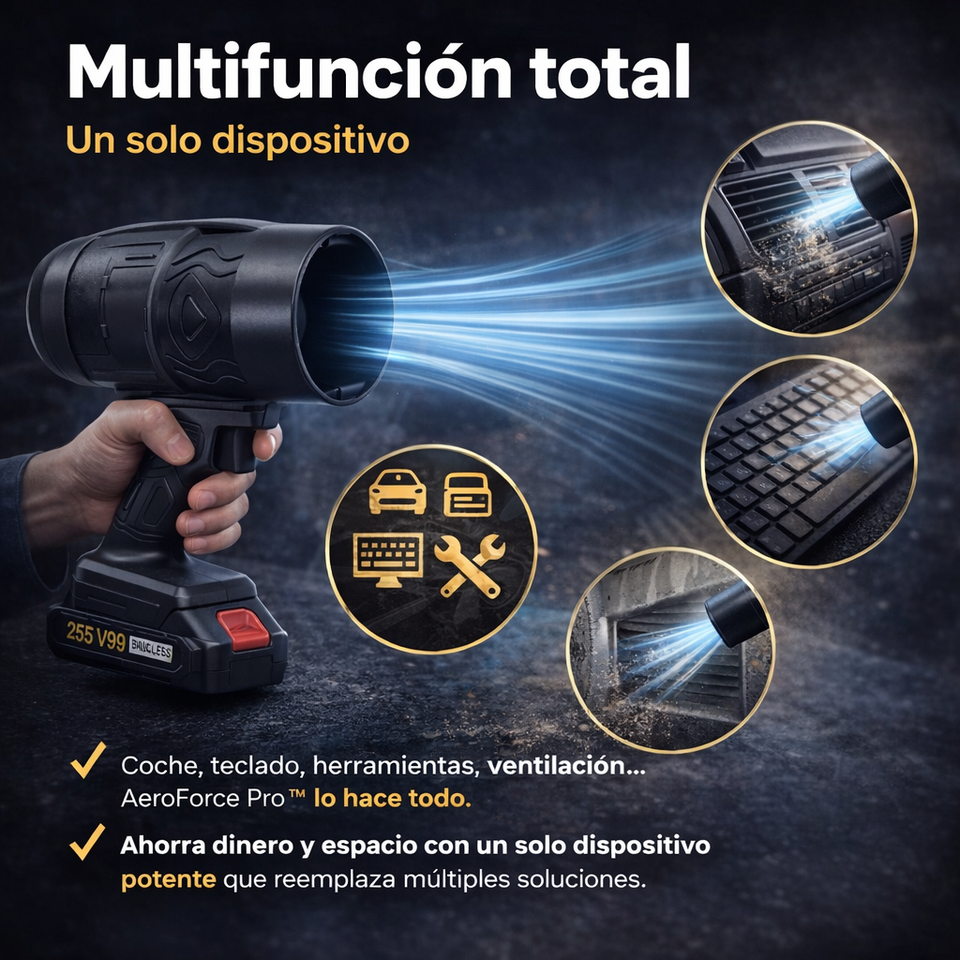 AeroForce Pro™- Soplador de aire portátil de alta potencia con 2 baterías