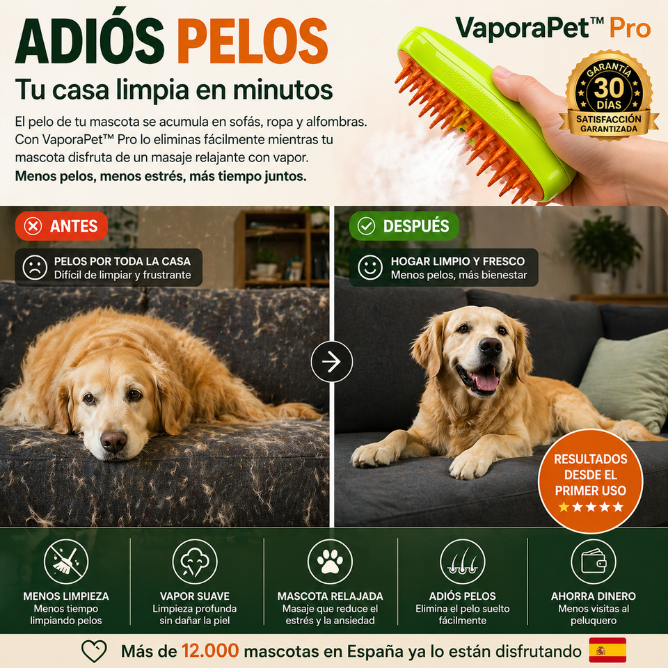 VaporaPet™ Pro- Cepillo a vapor para mascotas