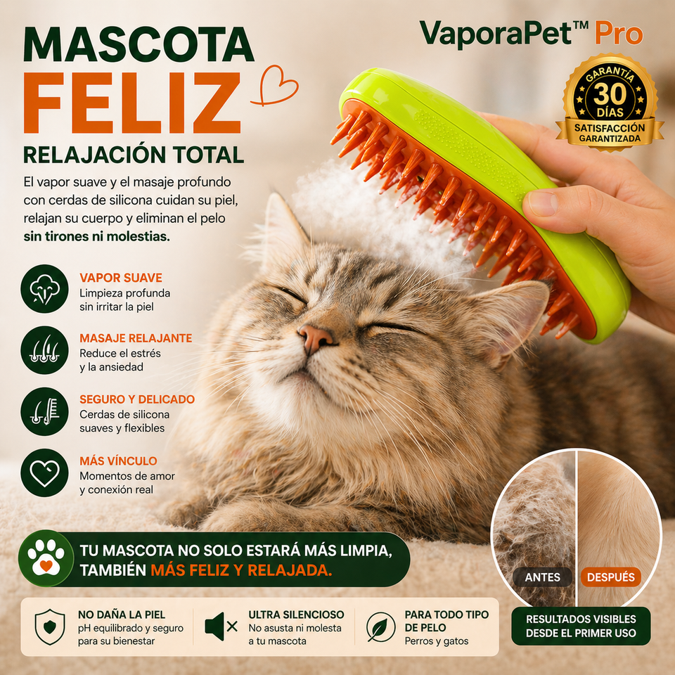 VaporaPet™ Pro- Cepillo a vapor para mascotas
