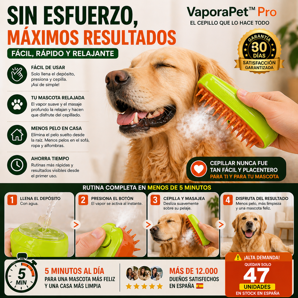 VaporaPet™ Pro- Cepillo a vapor para mascotas