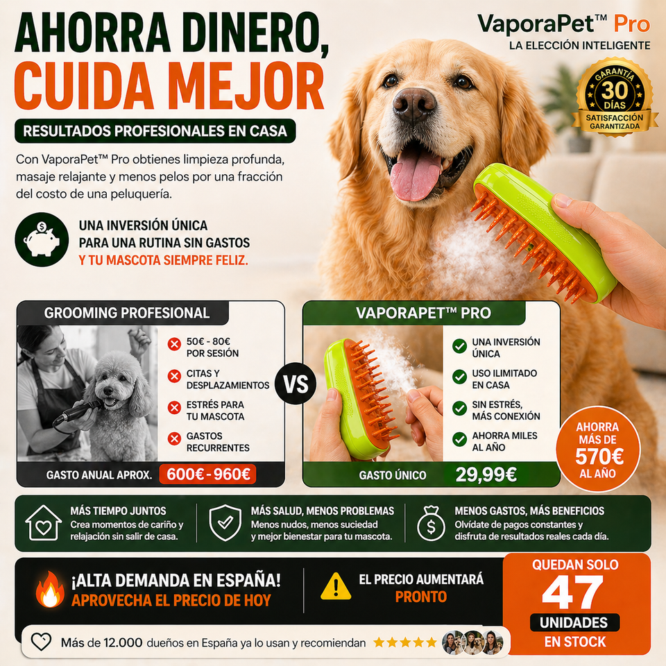 VaporaPet™ Pro- Cepillo a vapor para mascotas