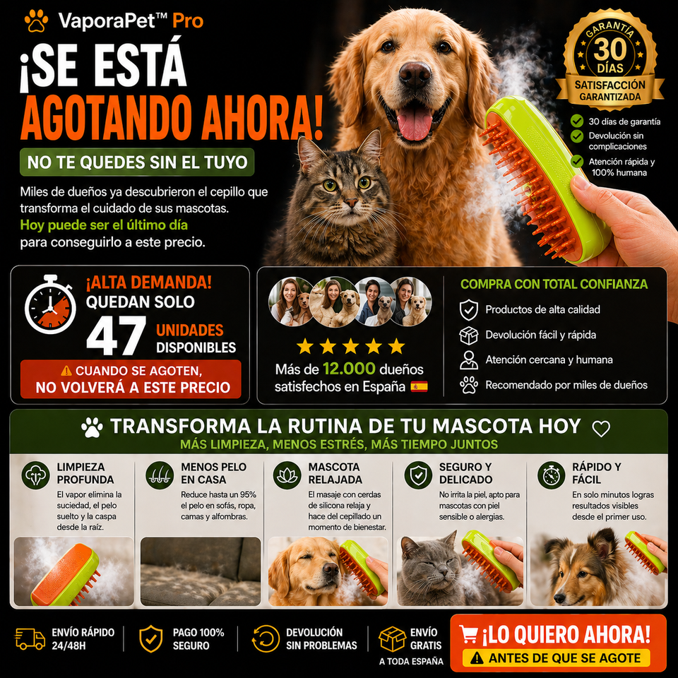 VaporaPet™ Pro- Cepillo a vapor para mascotas