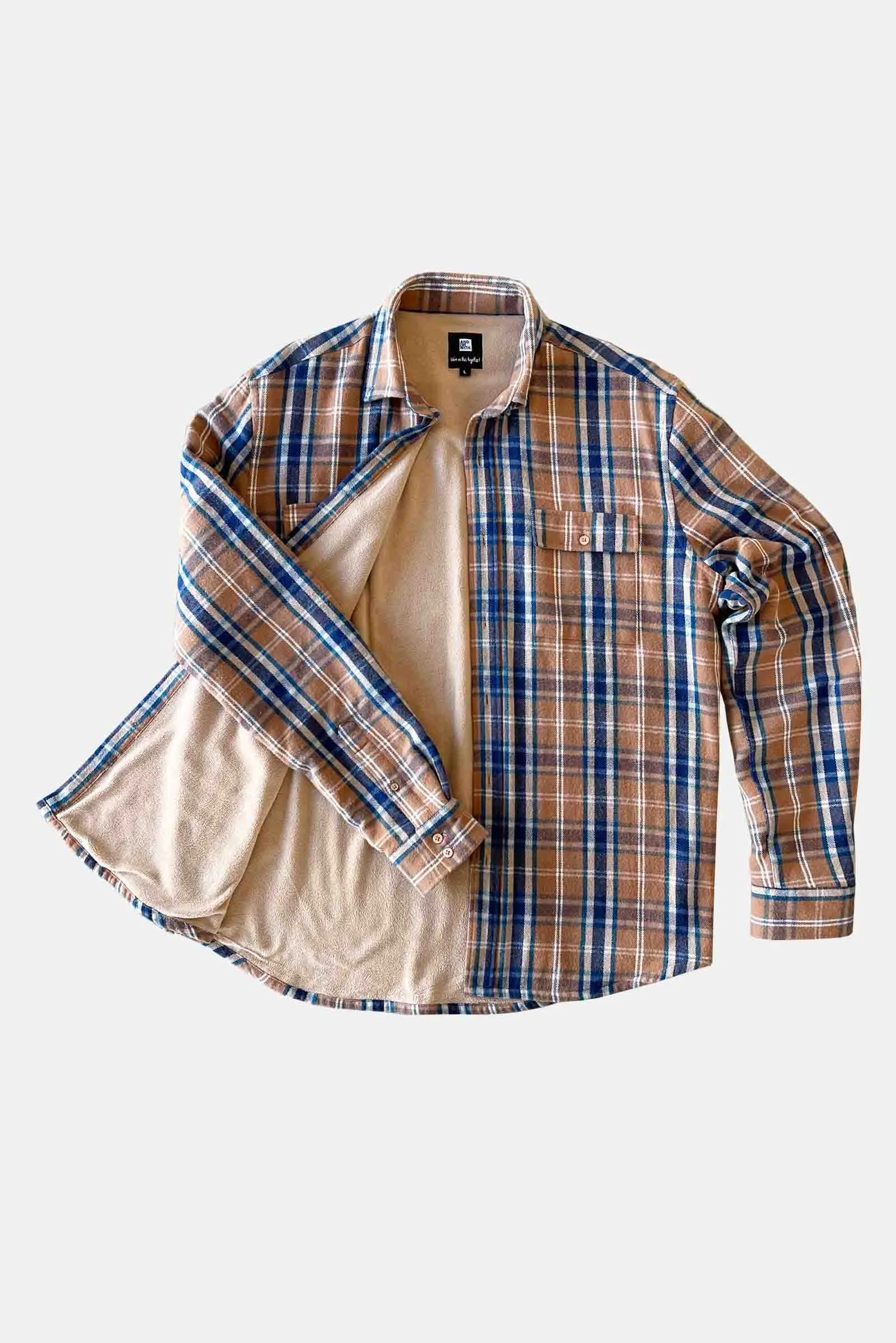 Beached Out Flanno Shacket Caramel/Navy