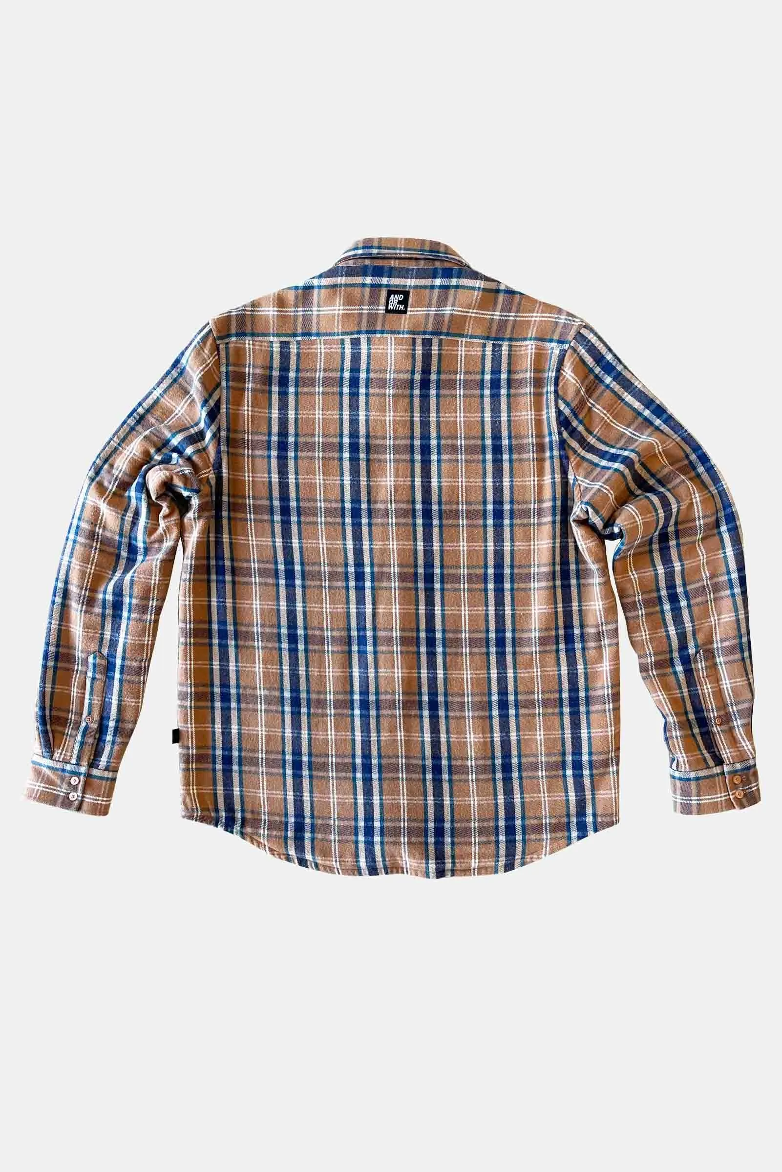 Beached Out Flanno Shacket Caramel/Navy