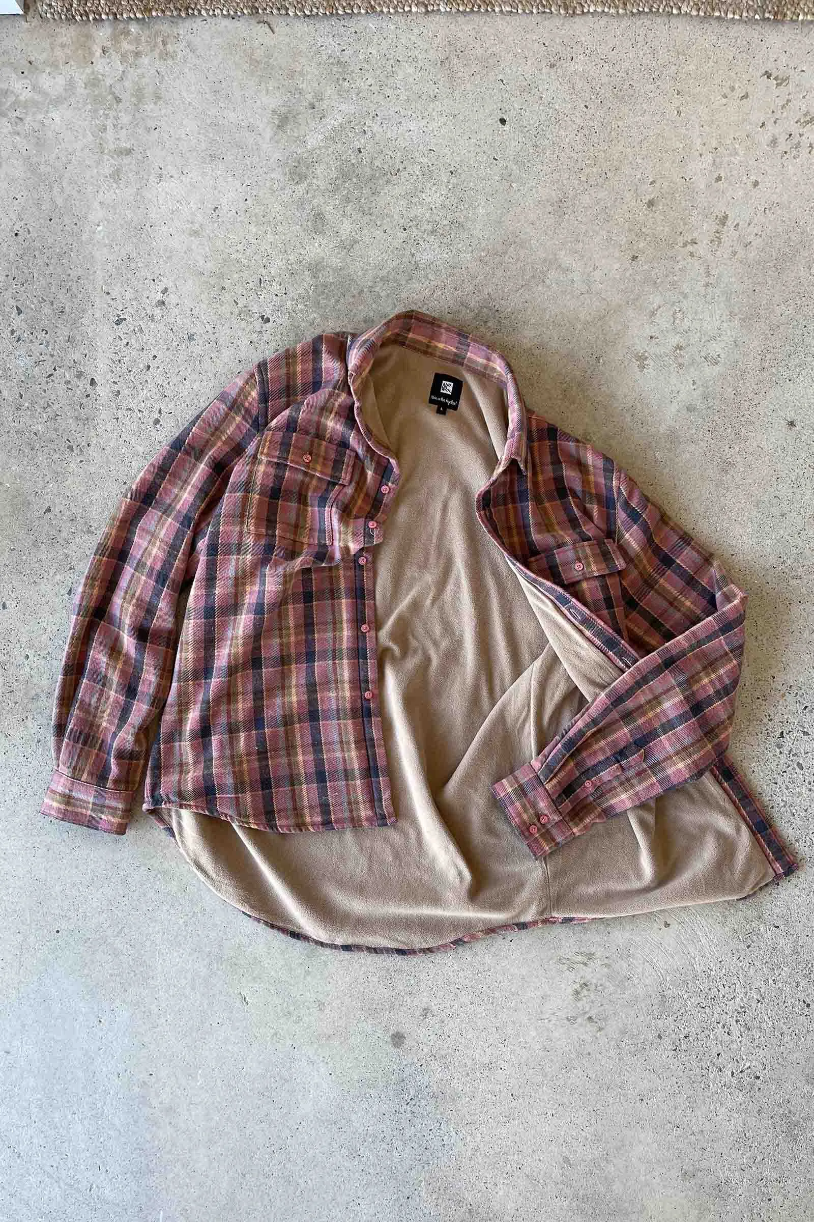 Beached Out Flanno Shacket Pink/Navy