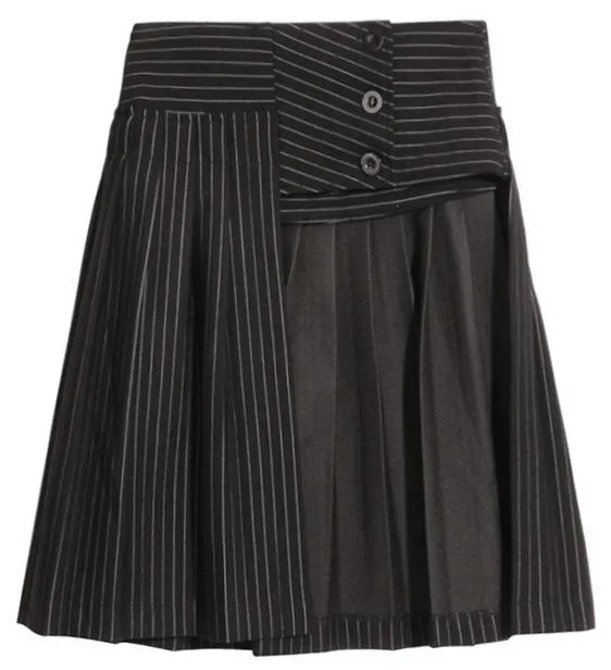 Black Pinstripe Jacket & Skirt Set