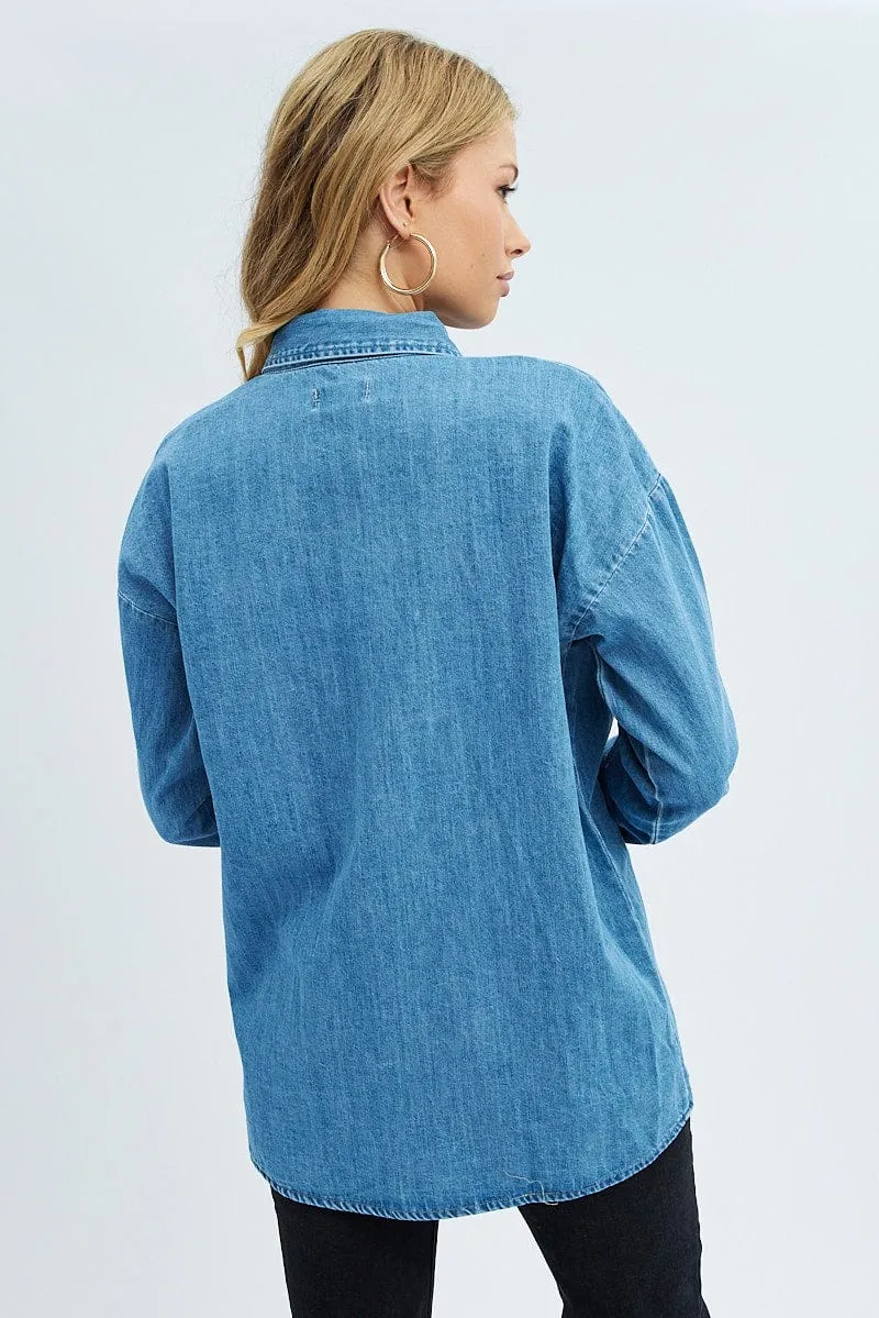 Blue Demin Shacket Long Sleeve