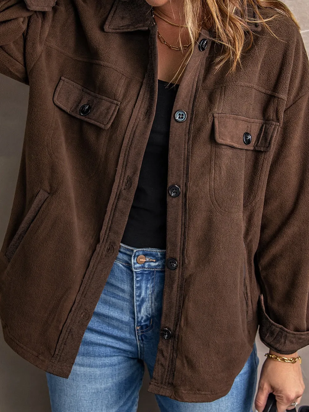 Brown Fleece Shacket