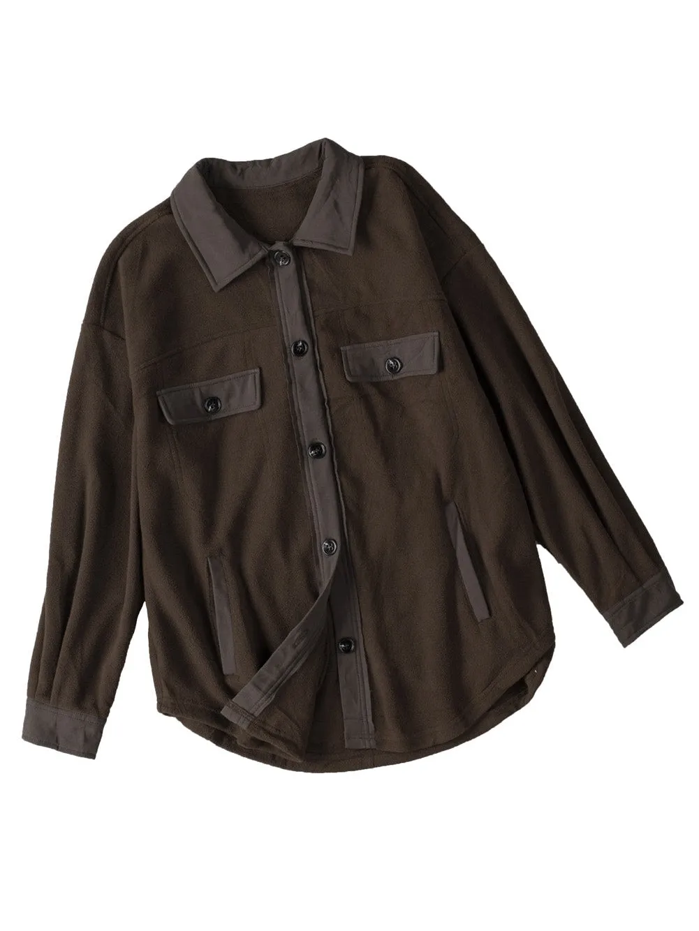 Brown Fleece Shacket