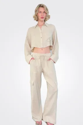 Cargo Gauze Pants - Natural