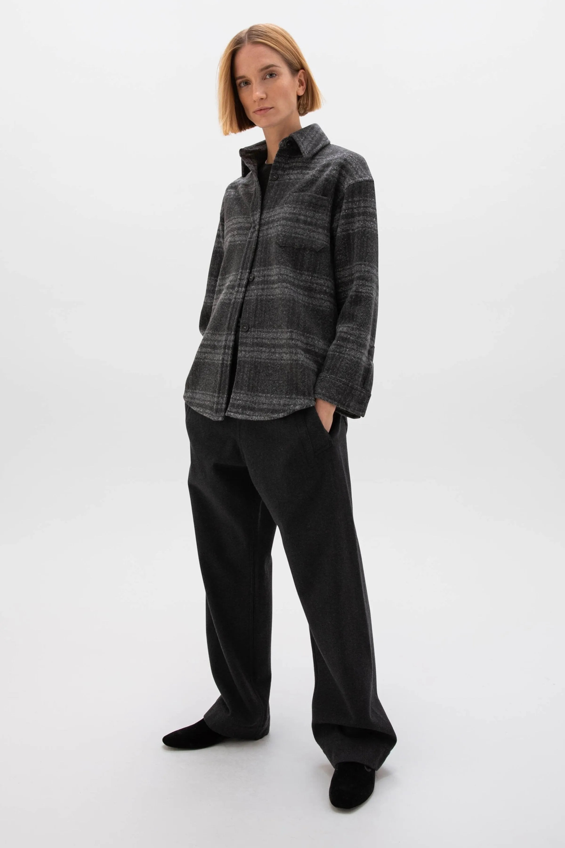 Cashmere & Wool Check Shacket