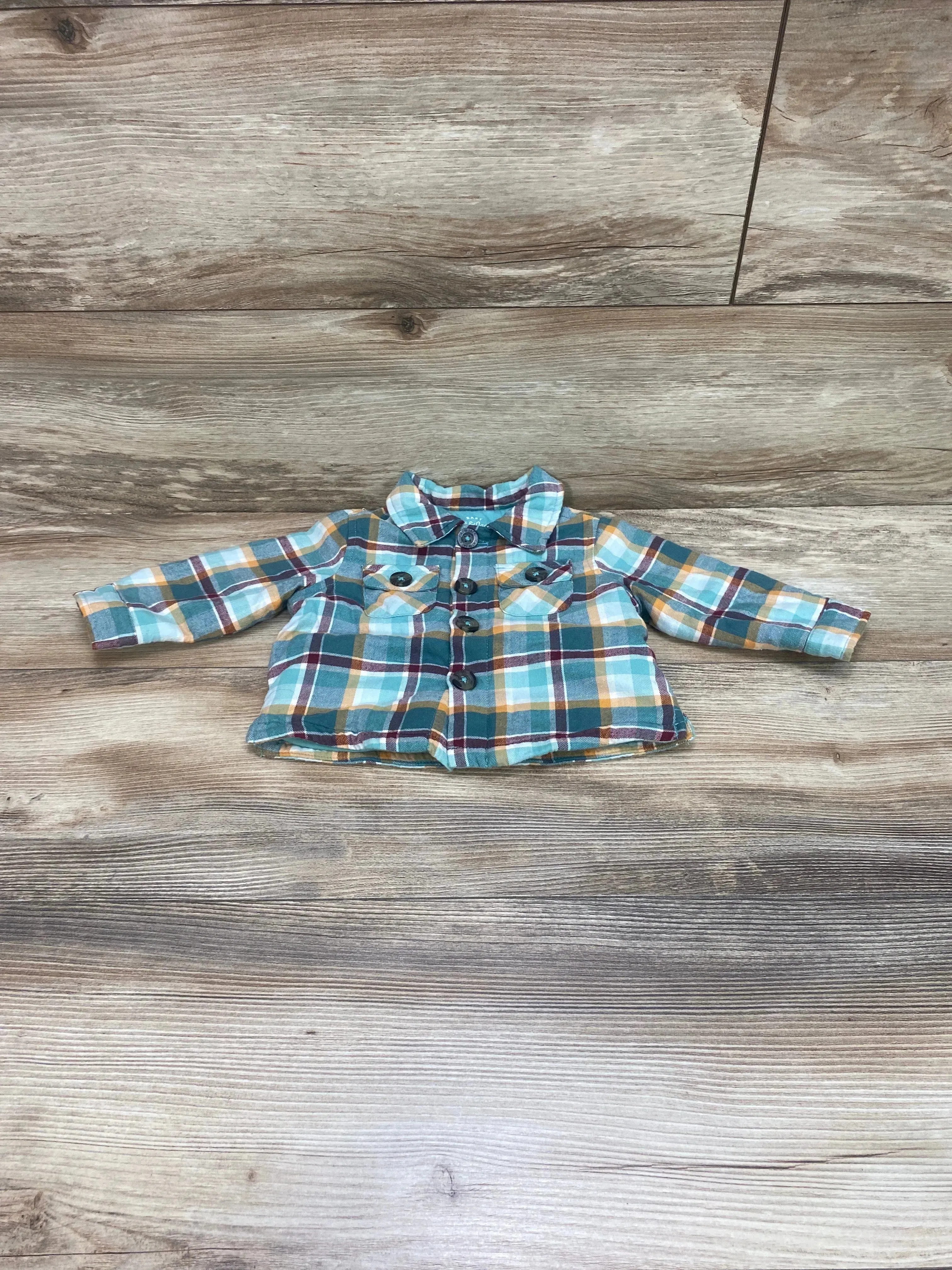 Cat & Jack Plaid Shacket Blue sz 3-6m