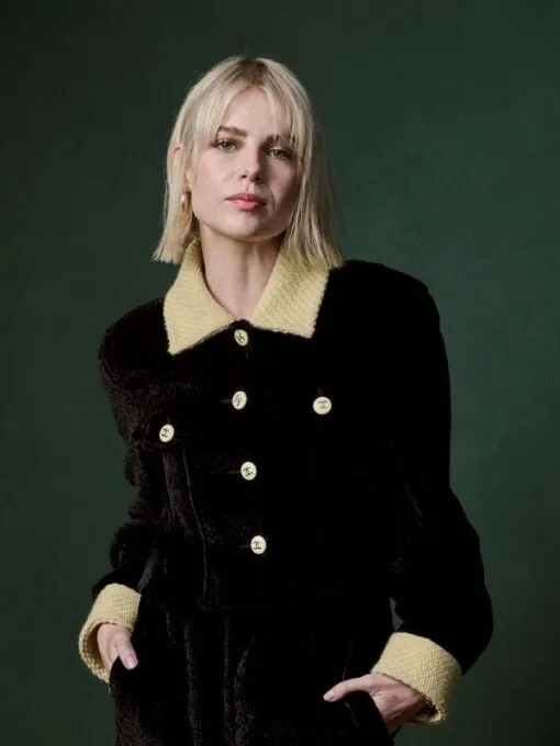 Chevalier 2023 Lucy Boynton Black Velvet Coat