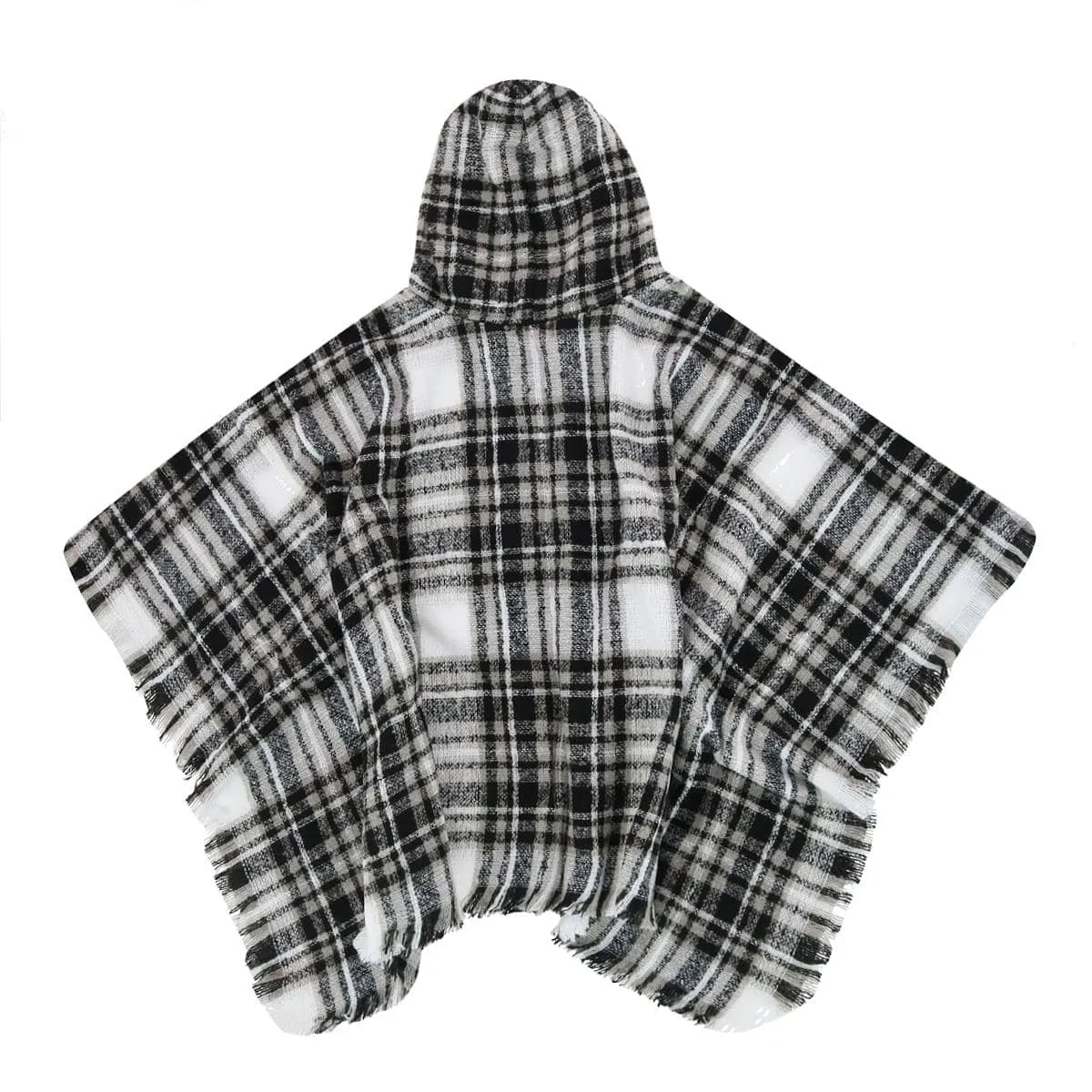 Clear Creek Women's Plaid Winter Scarf Hooded Poncho