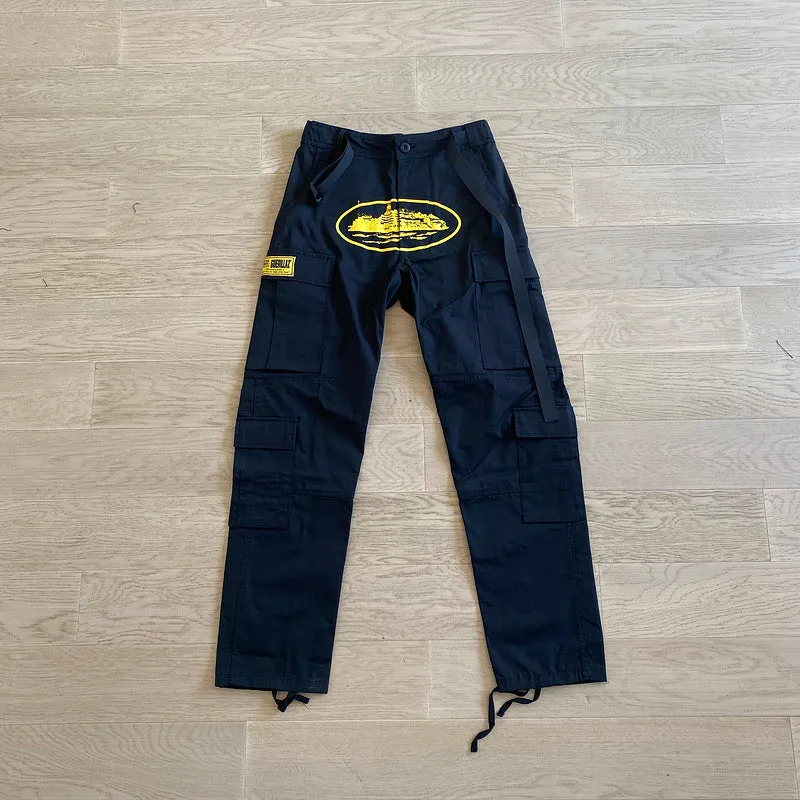 CORTEIZ ALCATRAZ GUERRILAZ CARGO PANTS BLACK/YELLOW