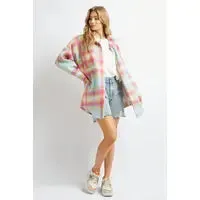 Curvy Girl Plaid Button Down Jacket