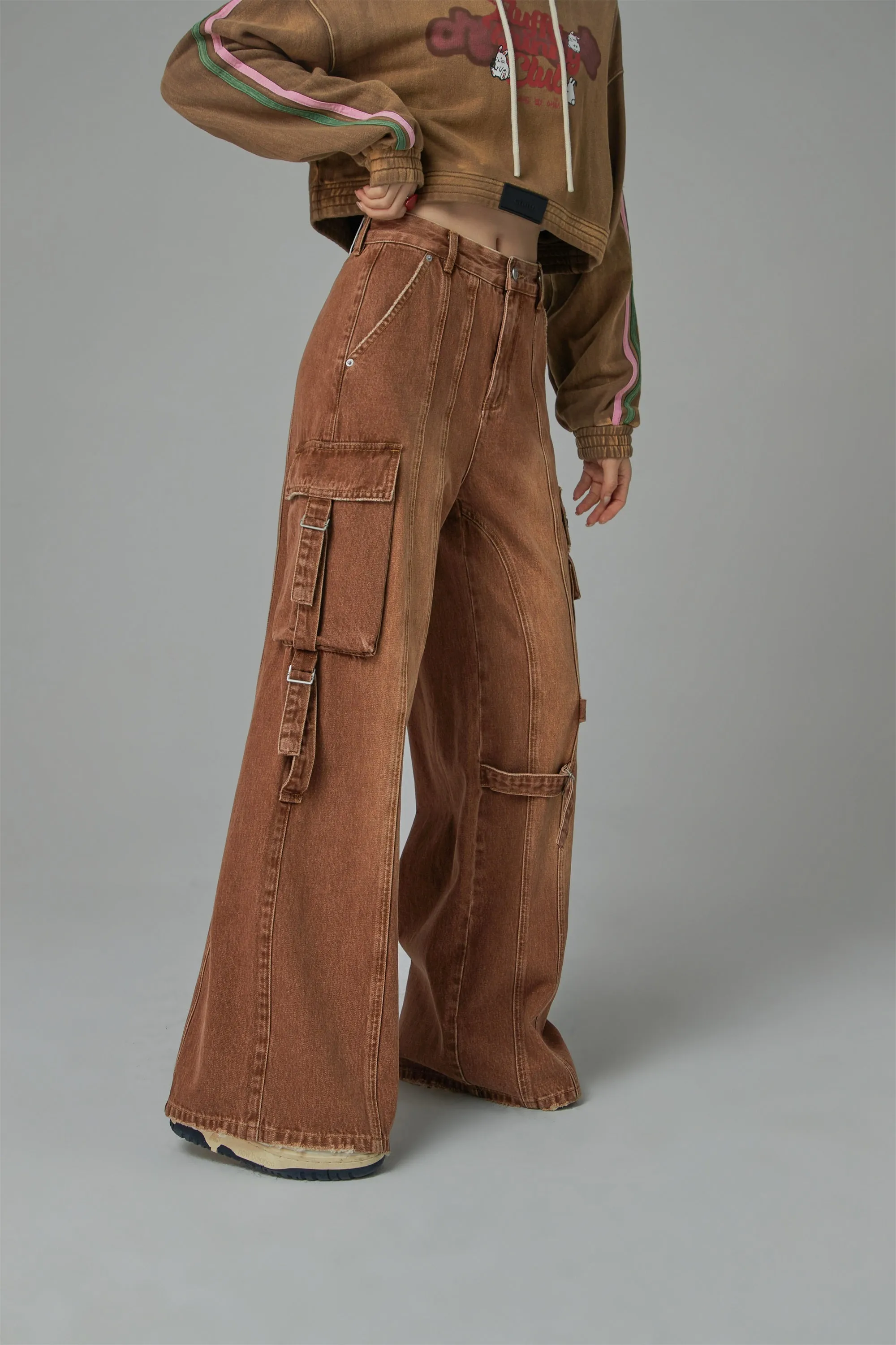 Downside Wide Denim Cargo Pants