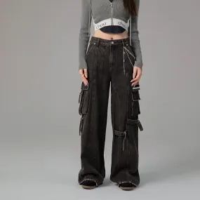 Downside Wide Denim Cargo Pants