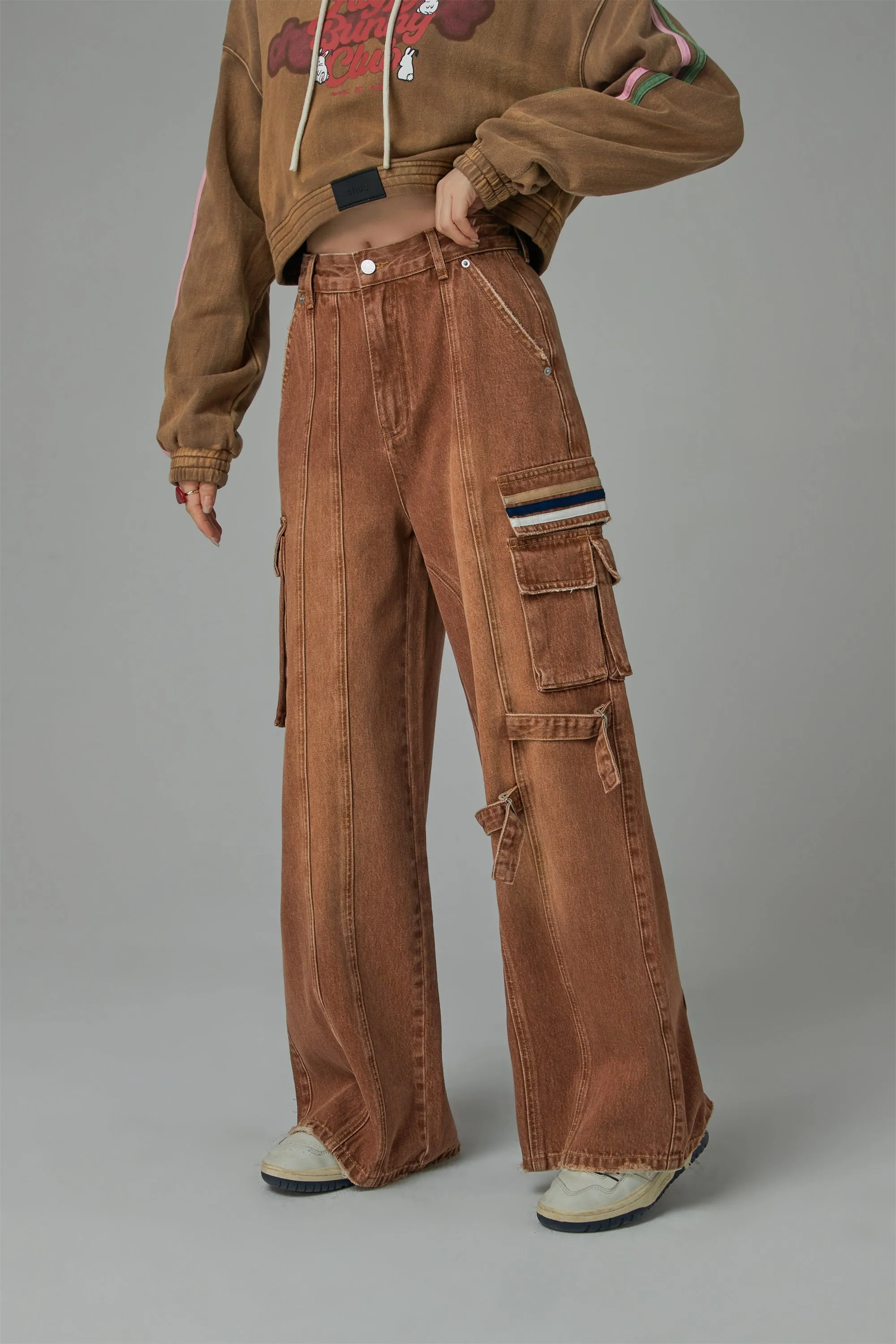 Downside Wide Denim Cargo Pants