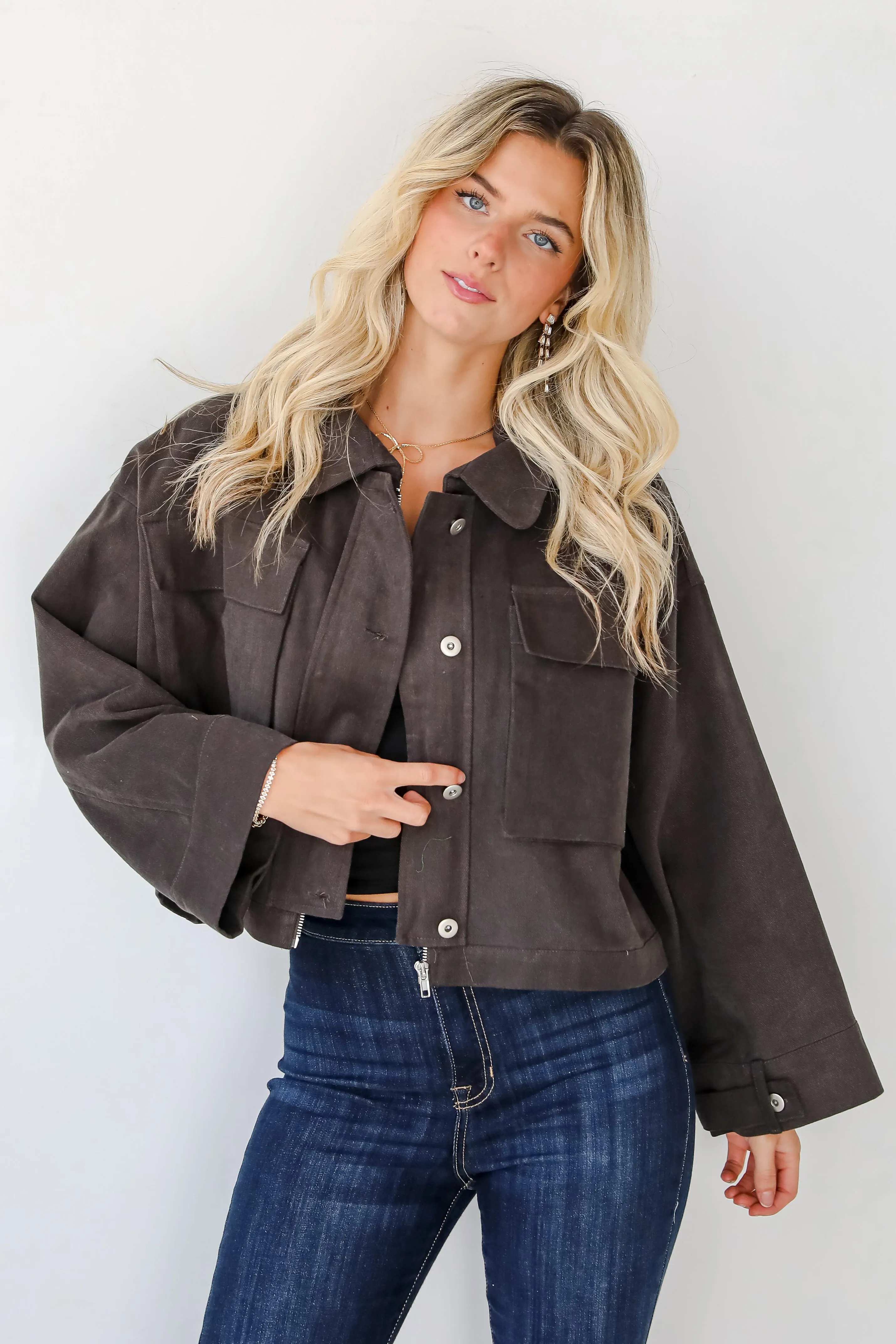 Envied Appeal Charcoal Cropped Jacket