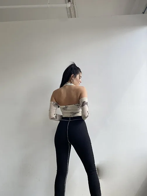 Exposed Seam Flare Pants