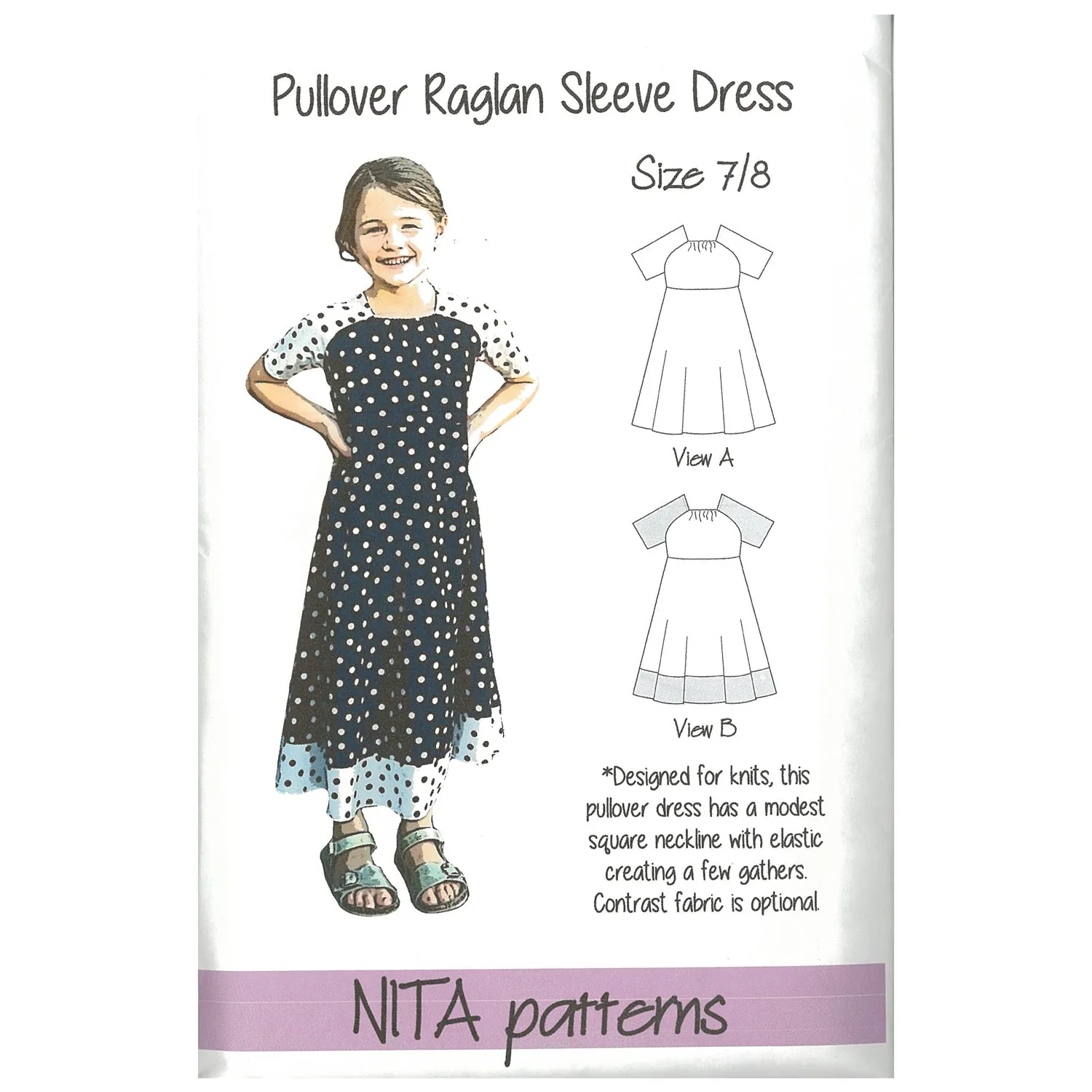 Girls' Pullover Raglan Sleeve Dress Pattern RAGLAN-GIRLS