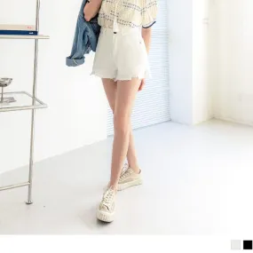 HIGH WAIST A-LINE RIPPED DENIM SHORTS PANTS