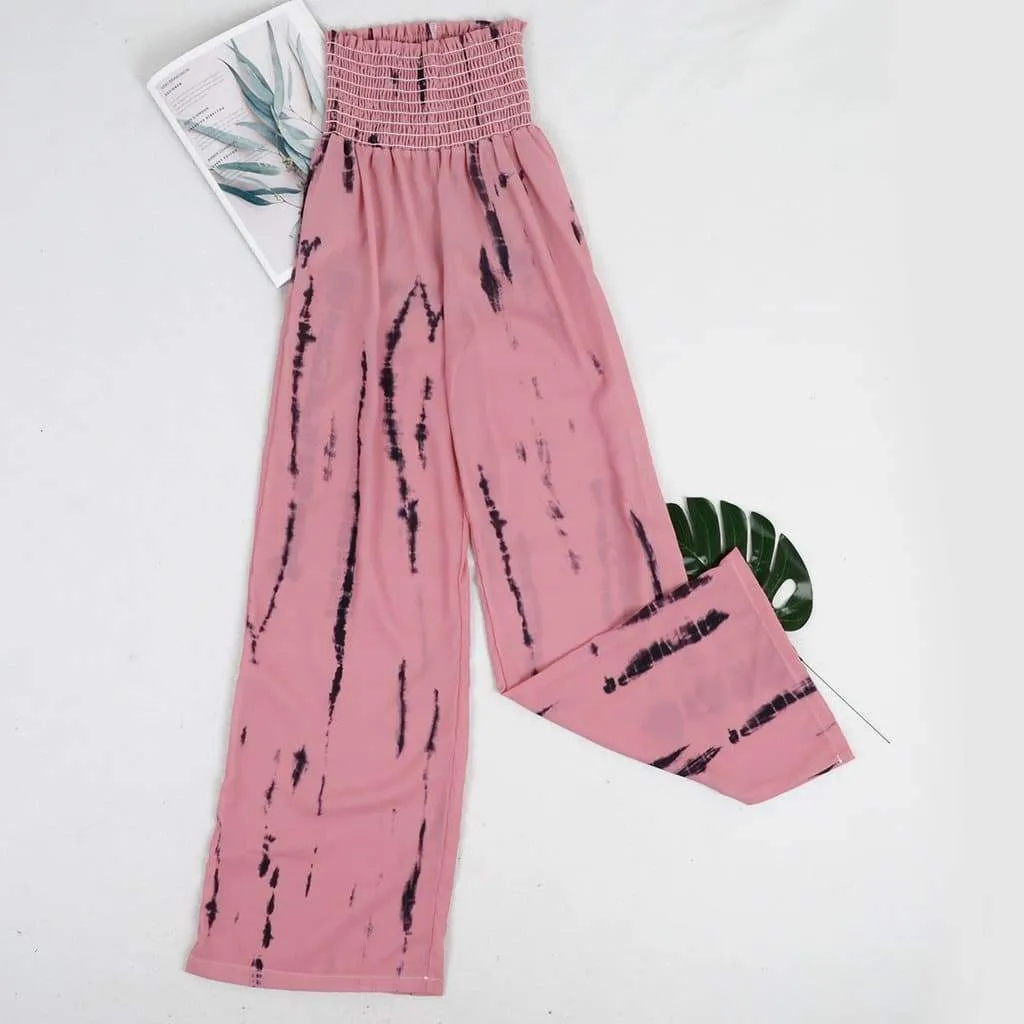 High-Waist Tie Dye Printed Wide-Leg Pants