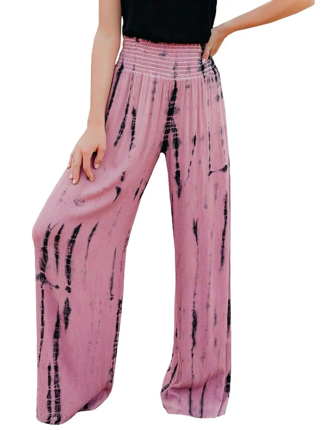 High-Waist Tie Dye Printed Wide-Leg Pants