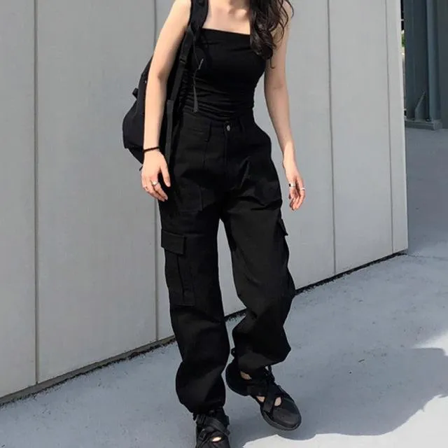 High Wasted Patchwork Cargo Pants