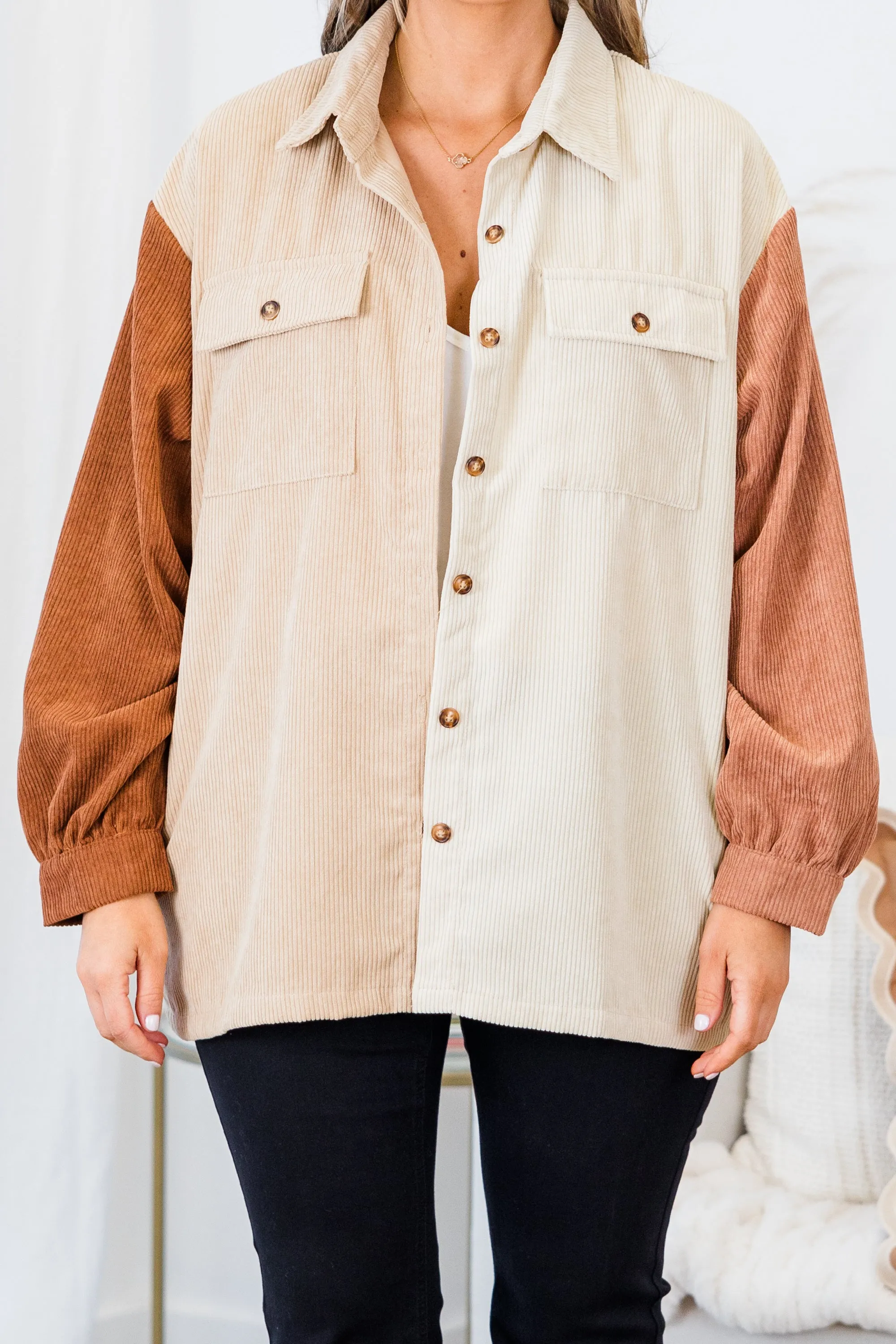 Honey Lovin' Shacket, Taupe