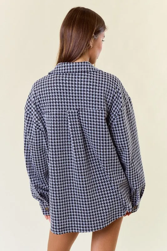 Houndstooth Stretch Knit Pocket Shackets - 2 Colors!