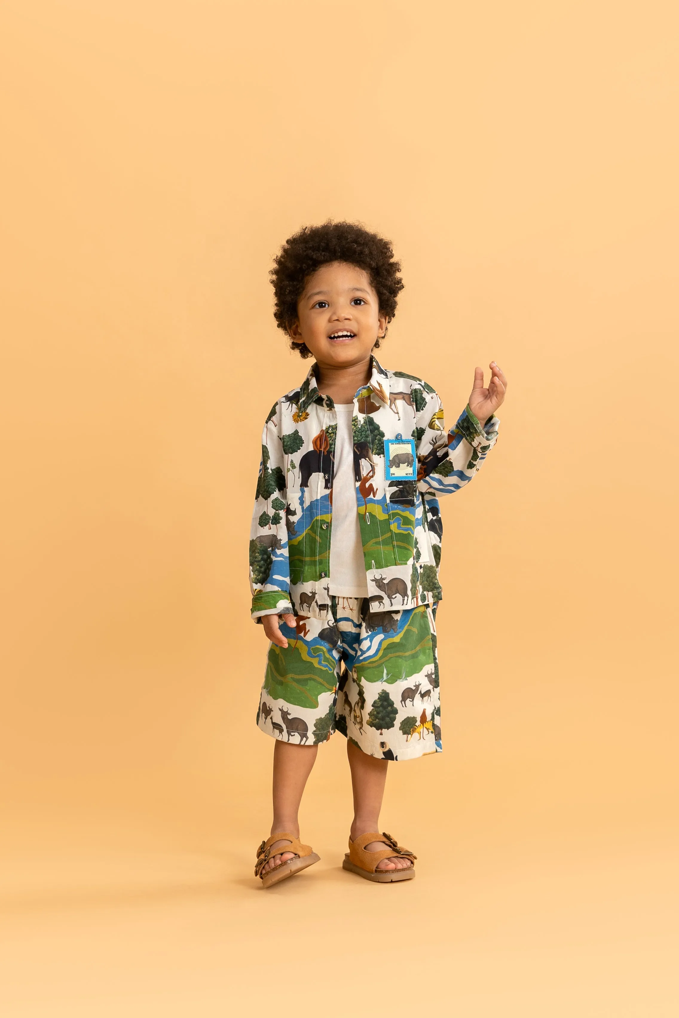 Ivory Kaziranga National Park Shacket & Bermuda Shorts - Coord Set