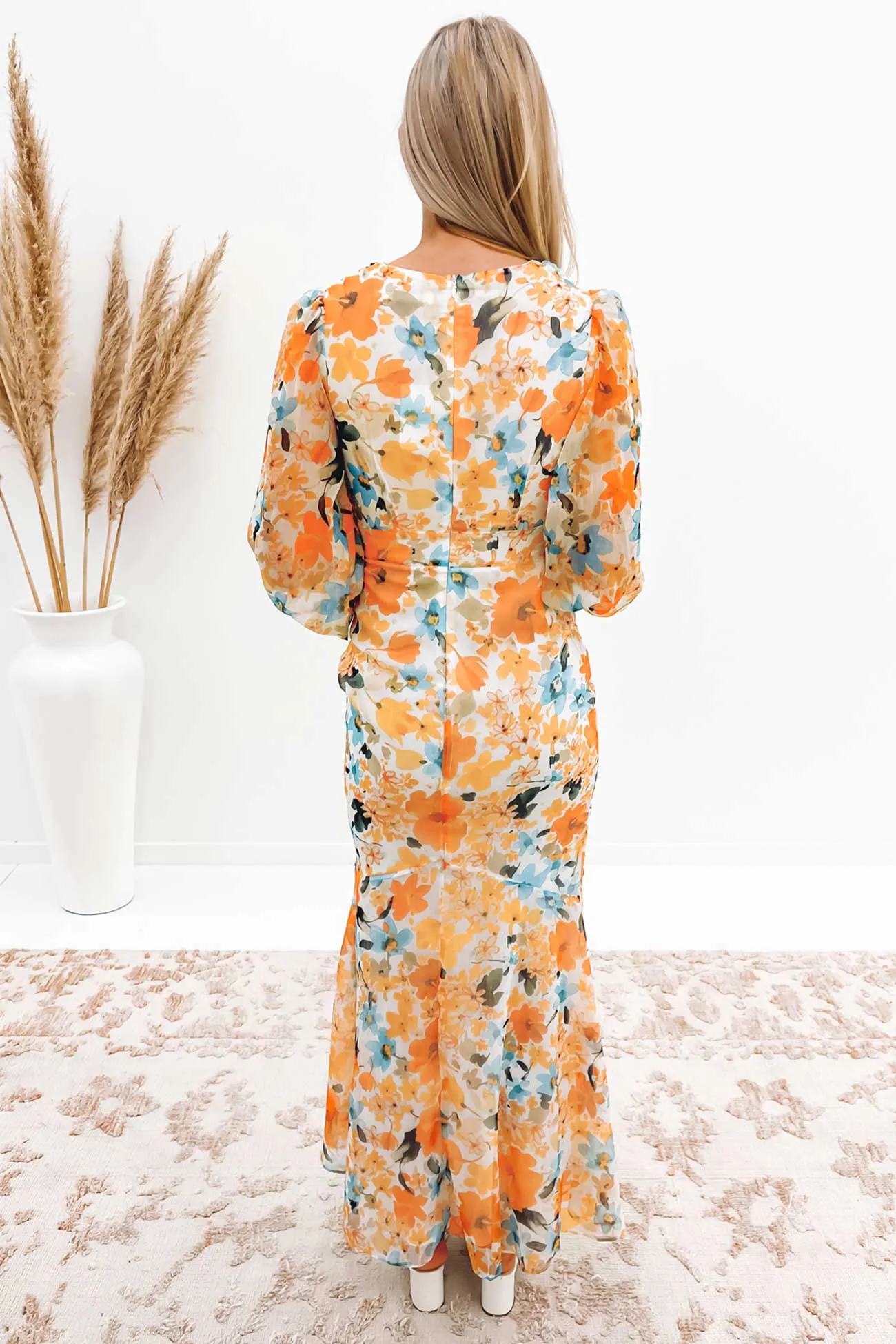 Kayley Maxi Dress Orange Floral