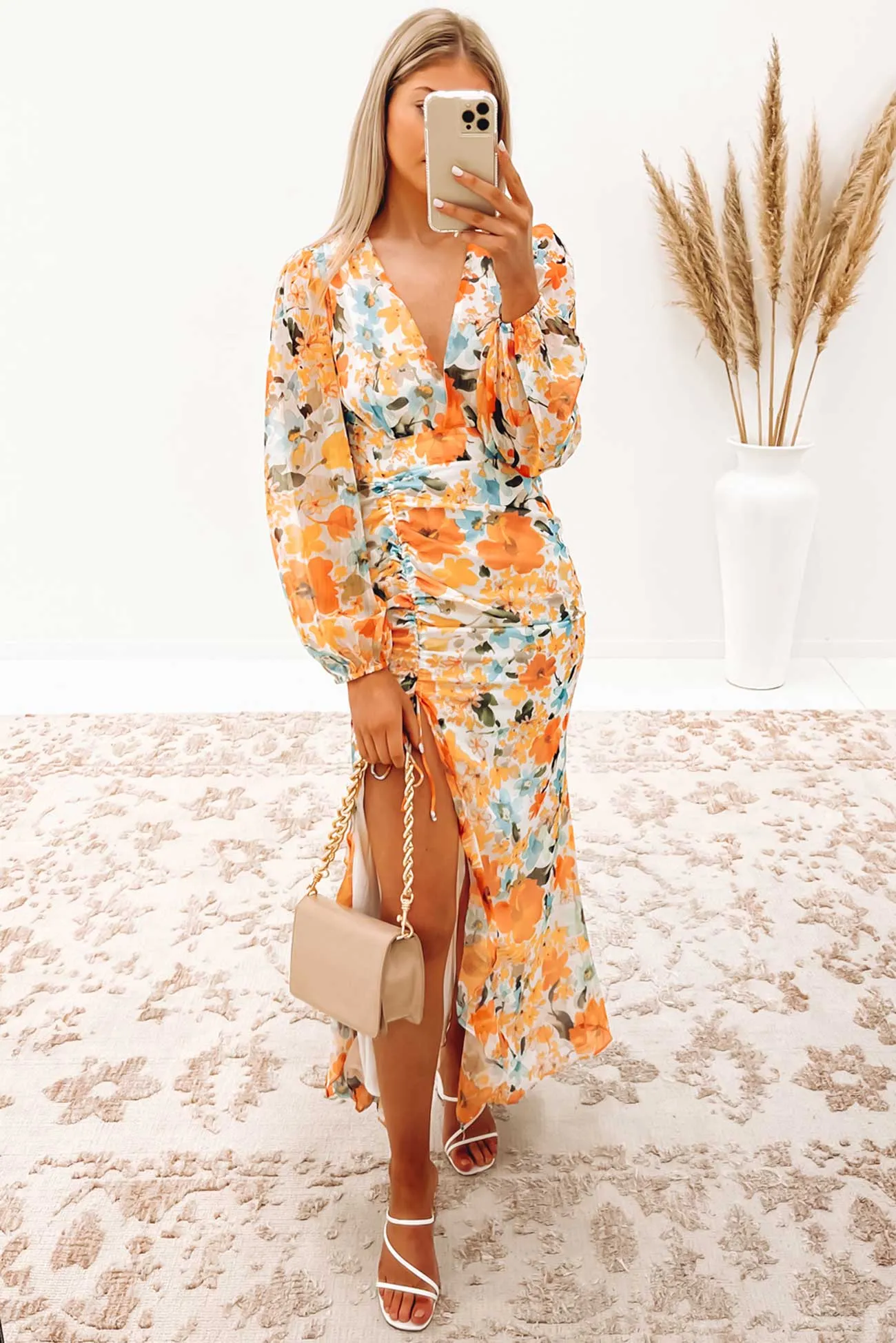 Kayley Maxi Dress Orange Floral