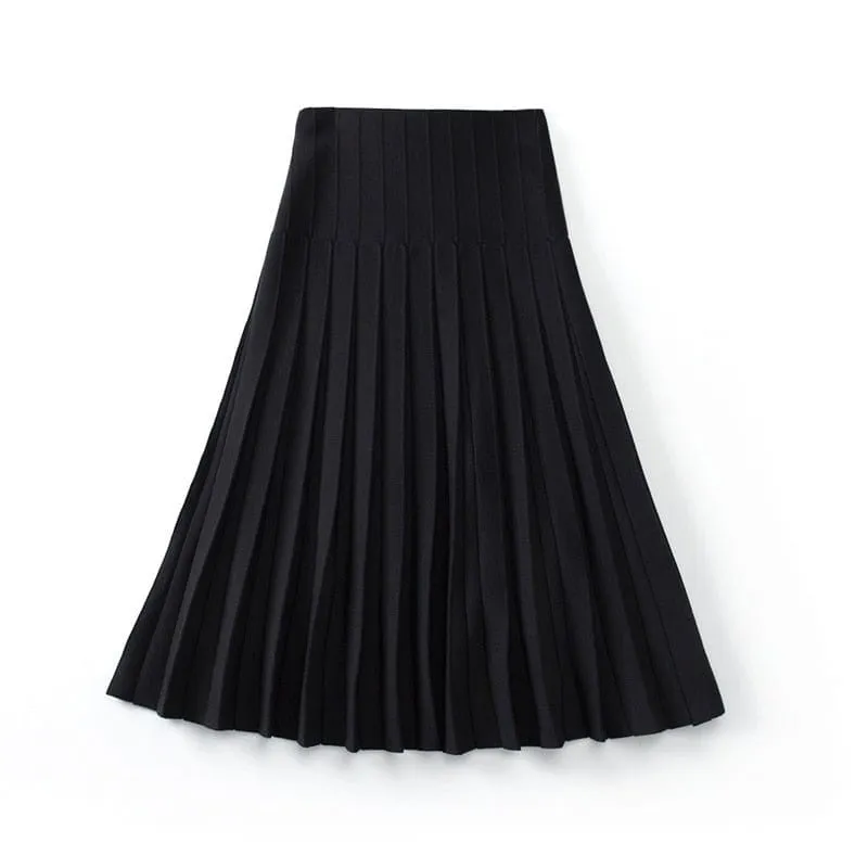 Knitted Knee Length Skirt, S-3XL