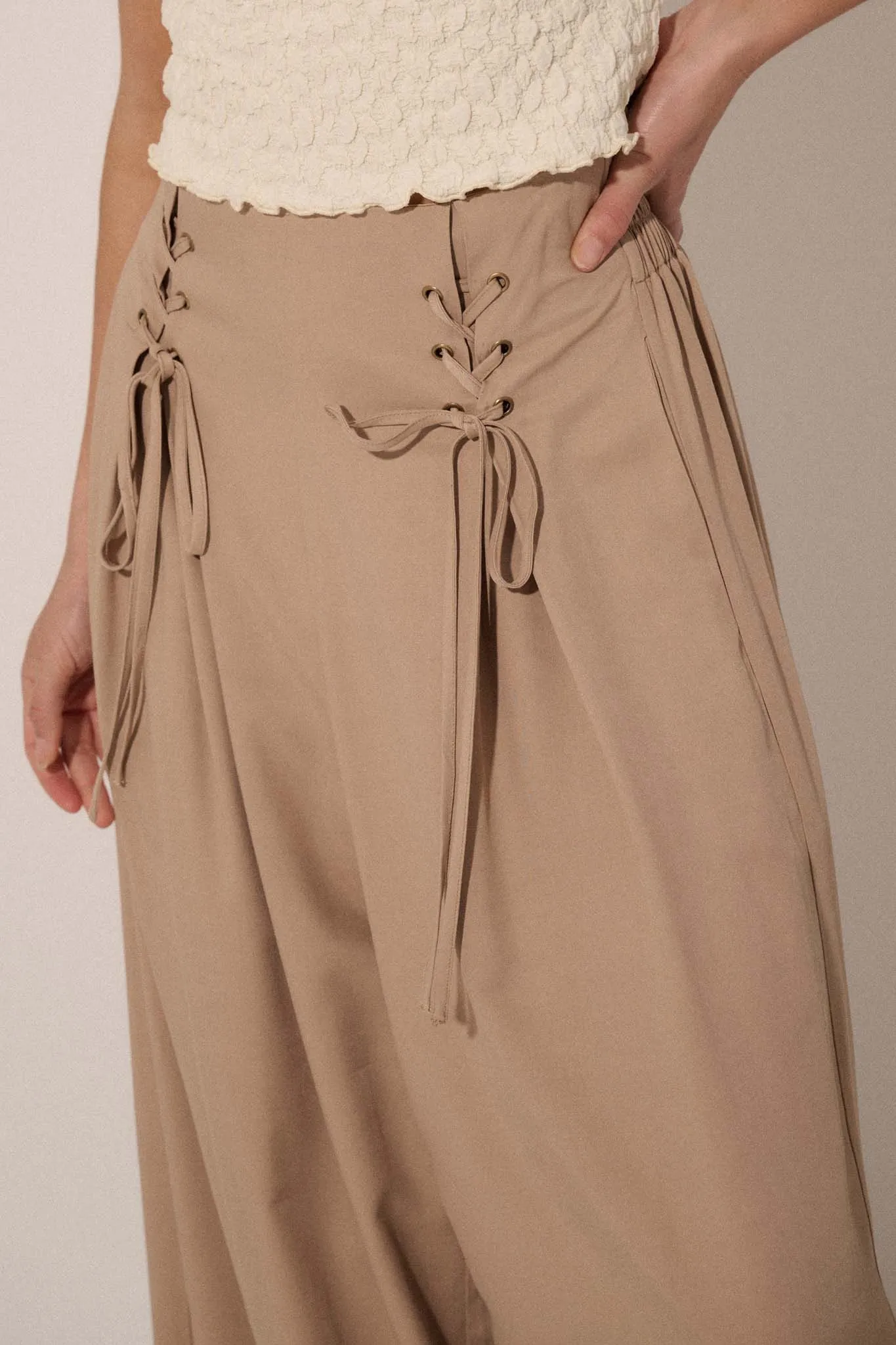 Large and in Charge Wide-Leg Lace-Up Pants