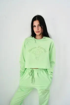 Matcha Flowers Crop Top Sweatshirt - Final Sale