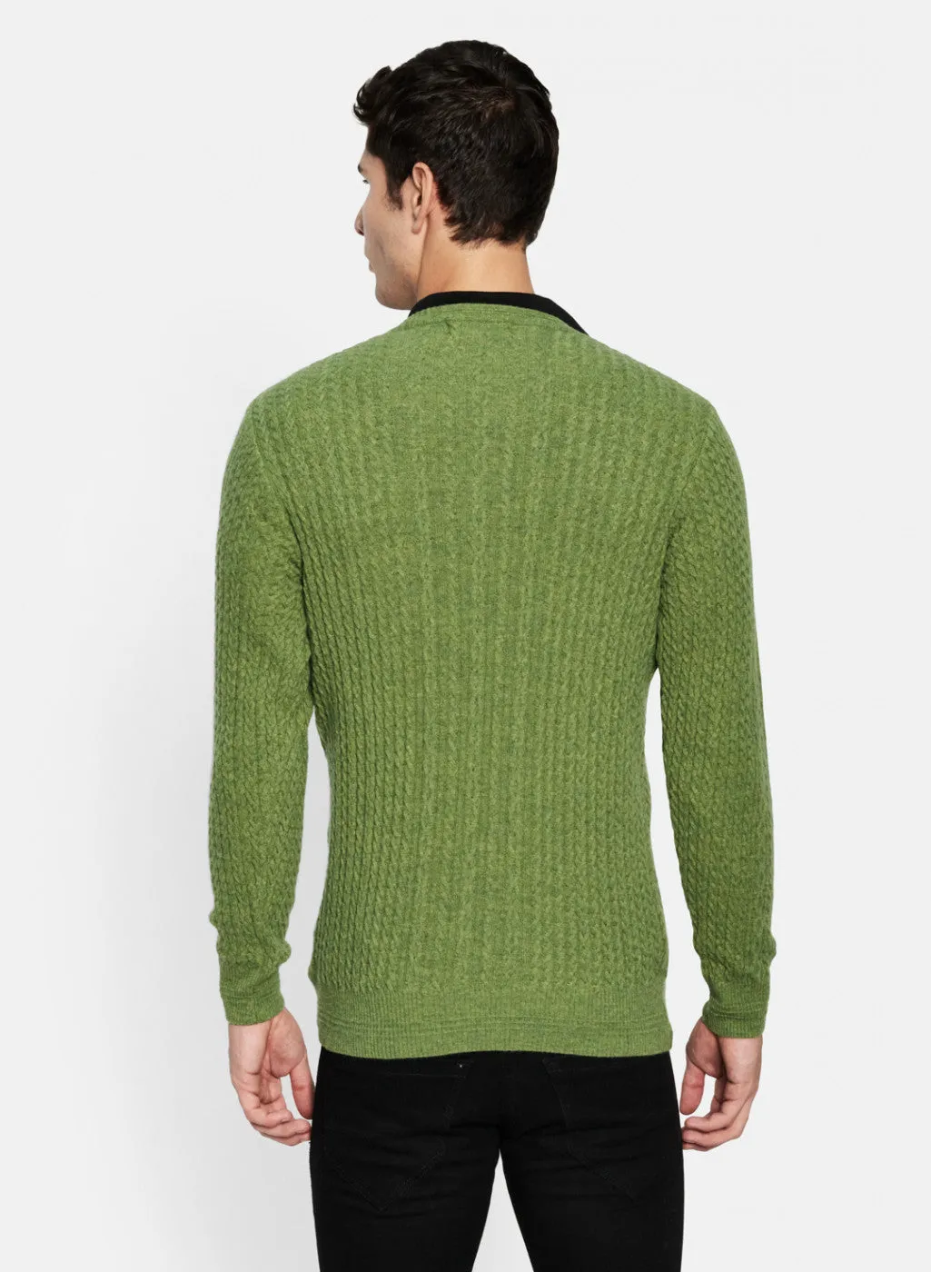 Men Green Self Design Pullover