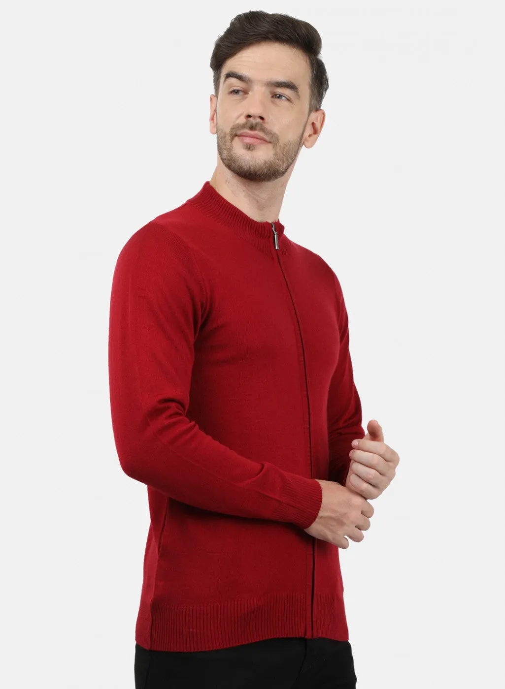 Men Light Maroon Solid Pullover