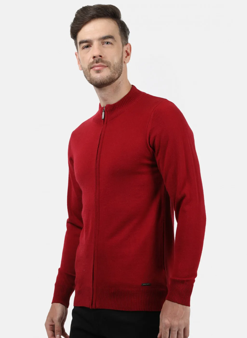 Men Light Maroon Solid Pullover