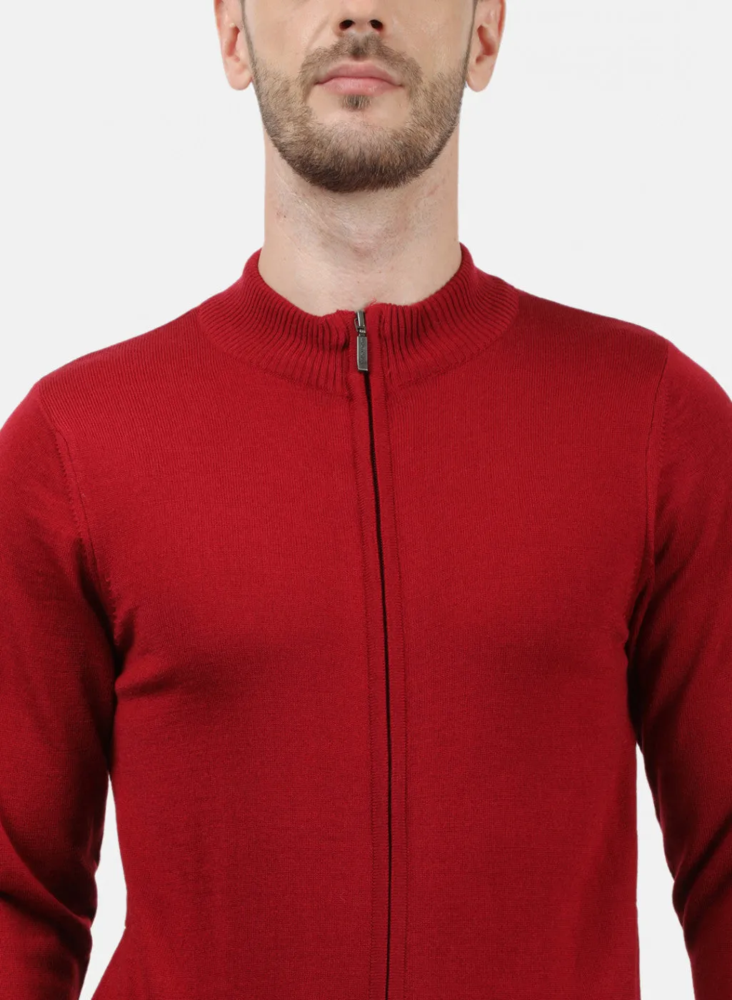 Men Light Maroon Solid Pullover