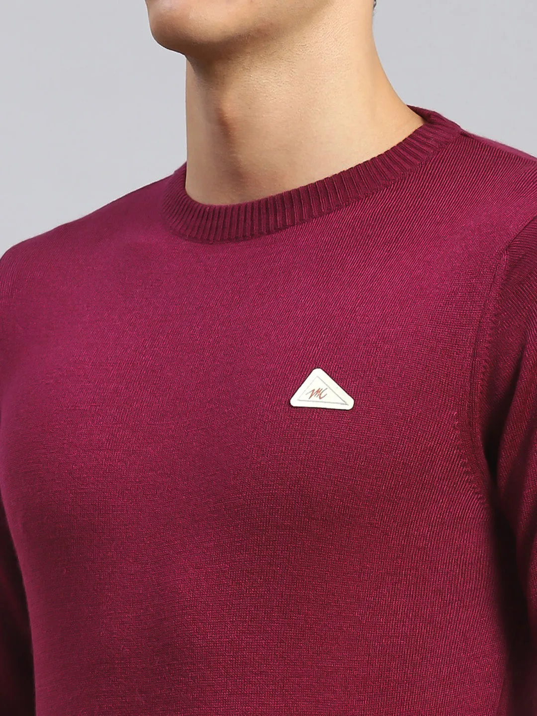 Men Maroon Solid Wool blend Pullover