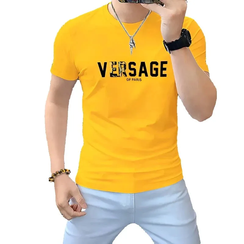 Men's T-shirt Fashionable High Quality Silk Cotton Summer Comfortable Versatile Slim Fit