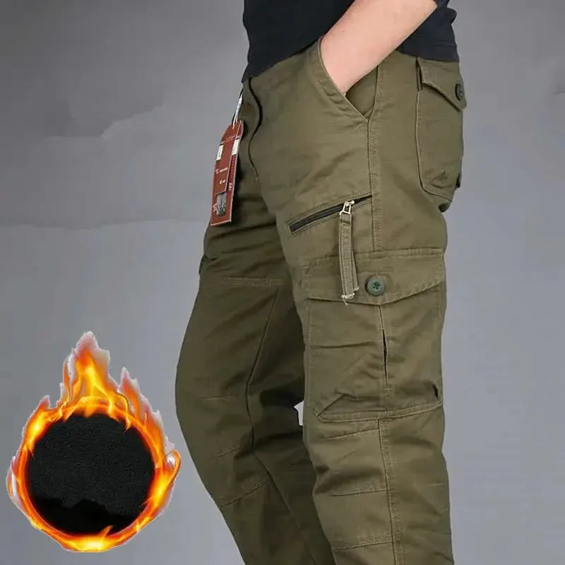 Men's Winter Warm Thick Pants Double Layer Fleece  Camouflage Tactical Cotton Long Trousers Men Baggy Cargo Pants