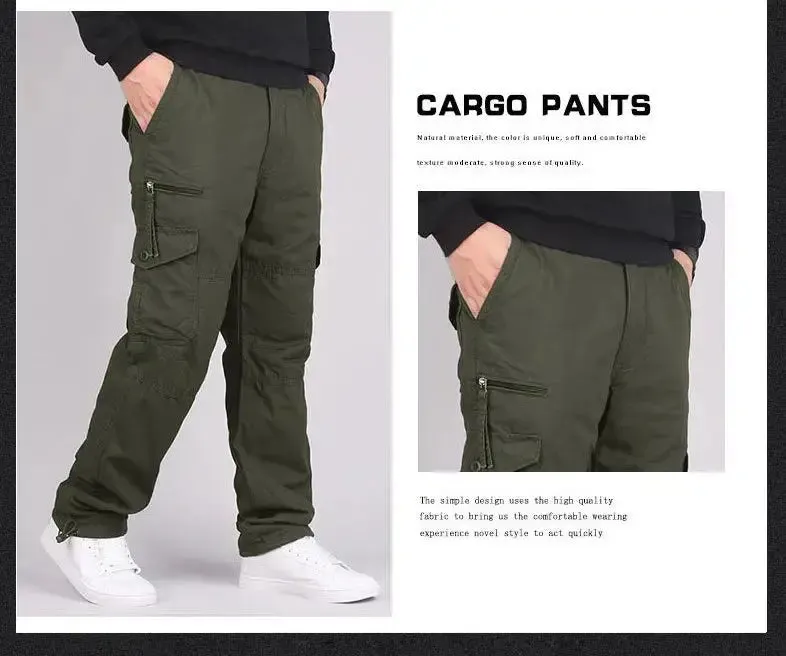 Men's Winter Warm Thick Pants Double Layer Fleece  Camouflage Tactical Cotton Long Trousers Men Baggy Cargo Pants