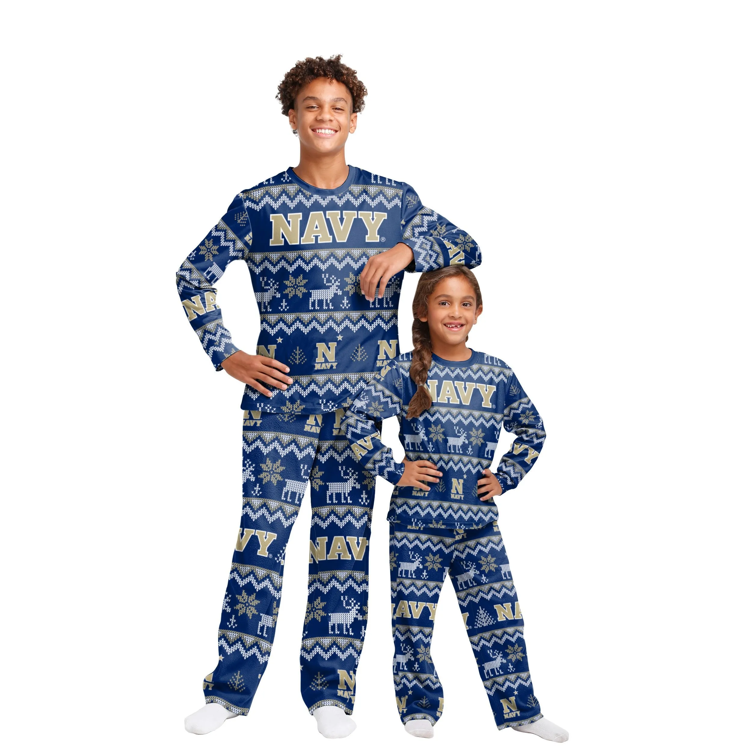 Navy Midshipmen NCAA Ugly Pattern Family Holiday Pajamas