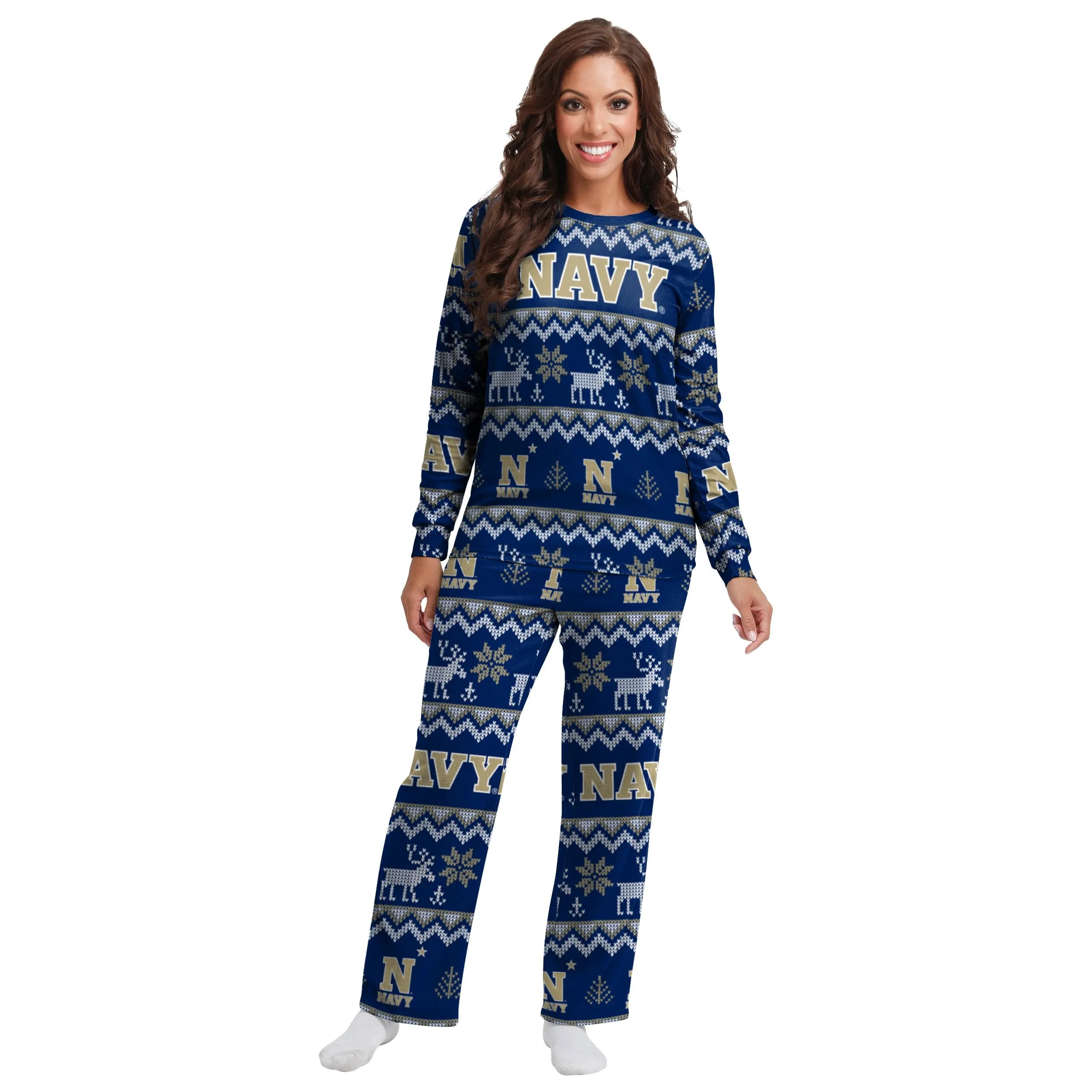 Navy Midshipmen NCAA Ugly Pattern Family Holiday Pajamas