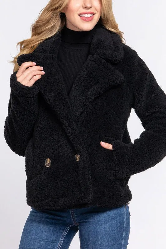 NOTCHED COLLAR SHERPA JACKET