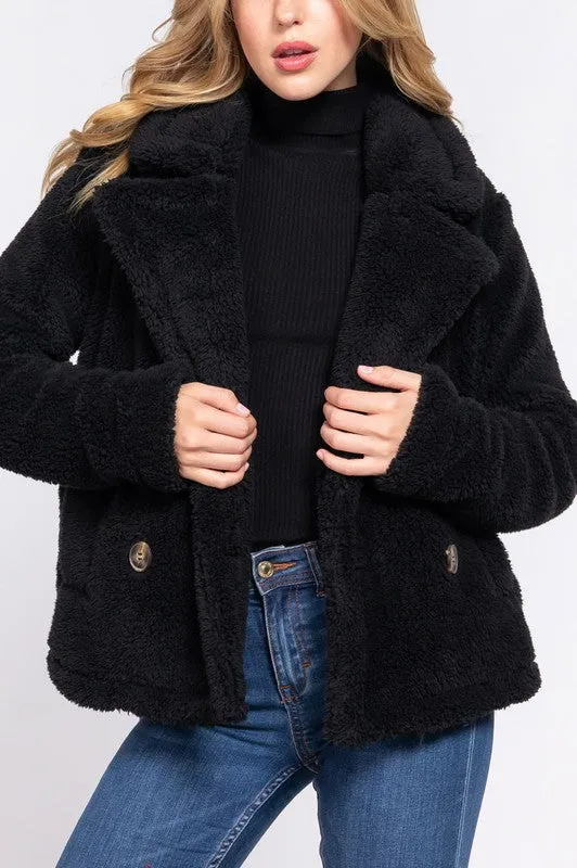 NOTCHED COLLAR SHERPA JACKET